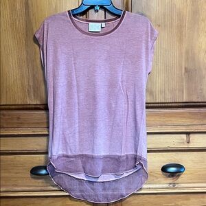 Dantelle Dusty Rose Short Sleeve Sheer Hi-Low Tunic